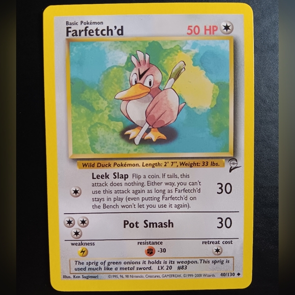 Farfetch'd Pokemon Card - Base Set 2 - NO. 40/130 Uncommon Non-Holo - Picture 1 of 9